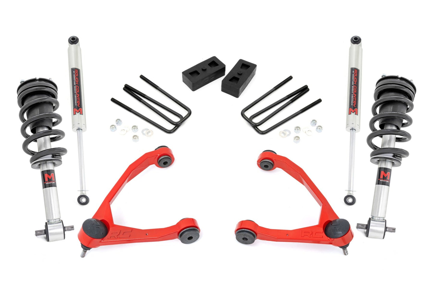 Rough Country 24640RED 3.5 Inch Lift Kit | Cast Steel | M1 Strut | Chevy/GMC 1500 (07-13)