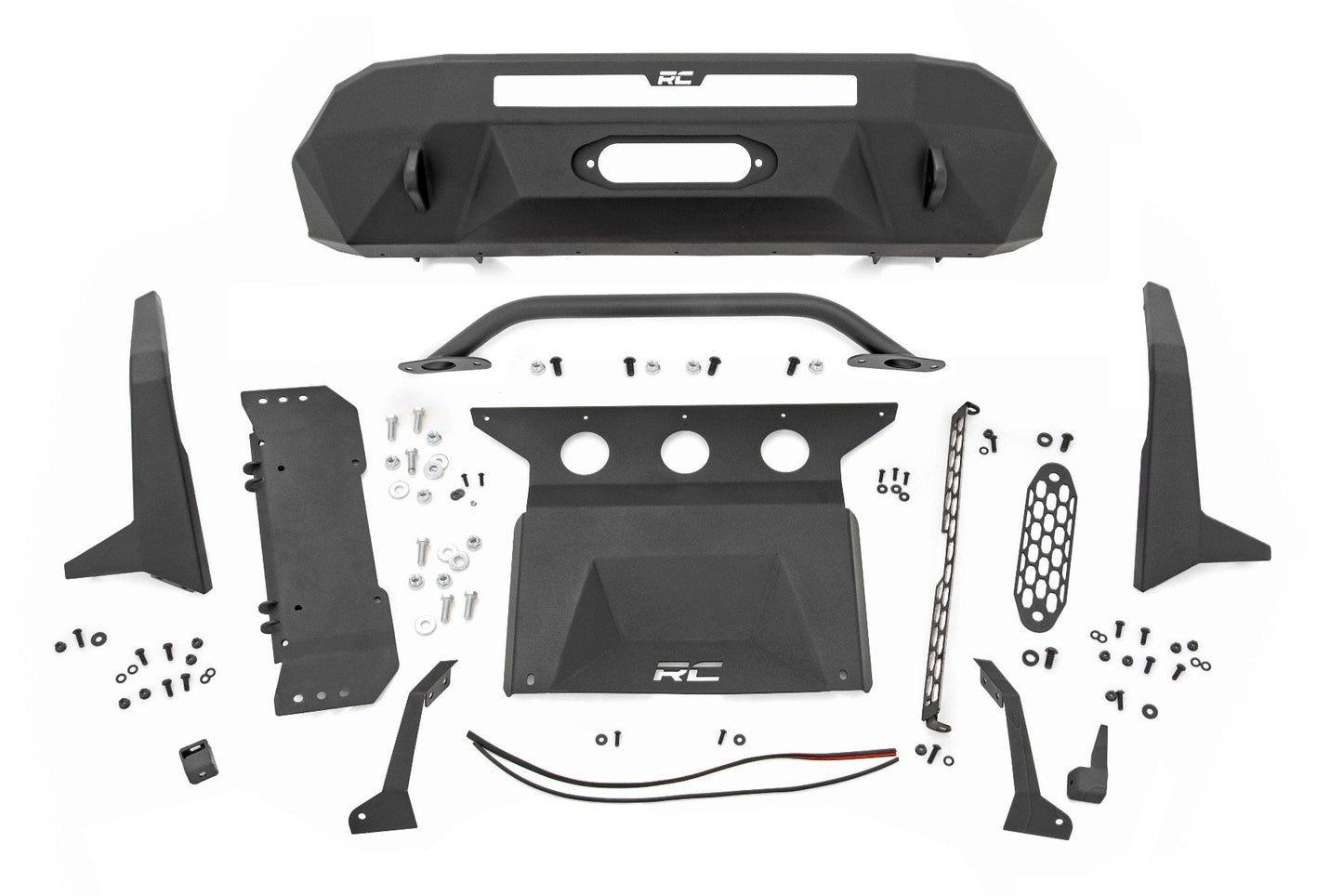 Rough Country 10717 Front Bumper | High Clearance | 12000-Lb Pro Series Winch | Synthetic Rope Toyota Tacoma 4WD (16-23)