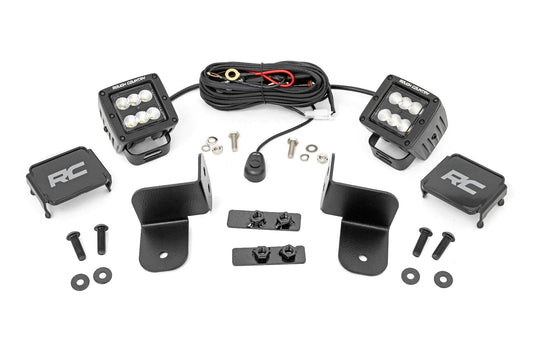 Rough Country 93083 LED Light Kit | Rear Mount | 2" Black Pair | Flood | Polaris Ranger XP 1000