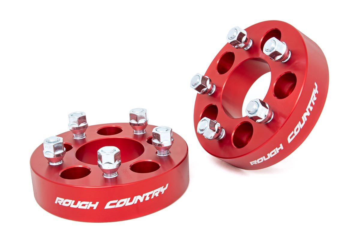 Rough Country 1090RED 1.5 Inch Wheel Spacers| 5x4.5 | Red | Jeep Comanche MJ/Wrangler TJ/Wrangler Unlimited