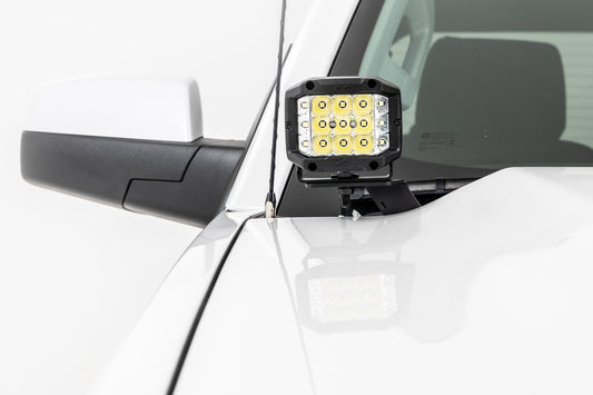 Rough Country 71055 LED Ditch Light Kit | 2in Black Pair | Amber DRL | Chevy/GMC 1500 (14-18 & Classic)