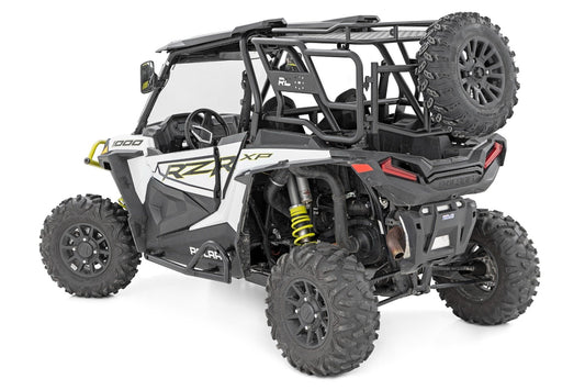 Rough Country 93141 Tubular Rear Cargo Rack | Spare Tire Mount | Polaris RZR XP 1000