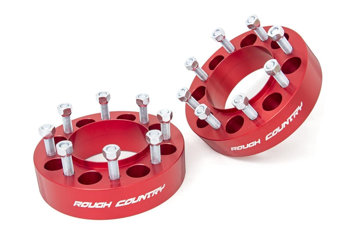 Rough Country 1094ARED 2 Inch Wheel Spacers | 8x170 | Red | Ford F-250/F-350 Super Duty 4WD (03-26)