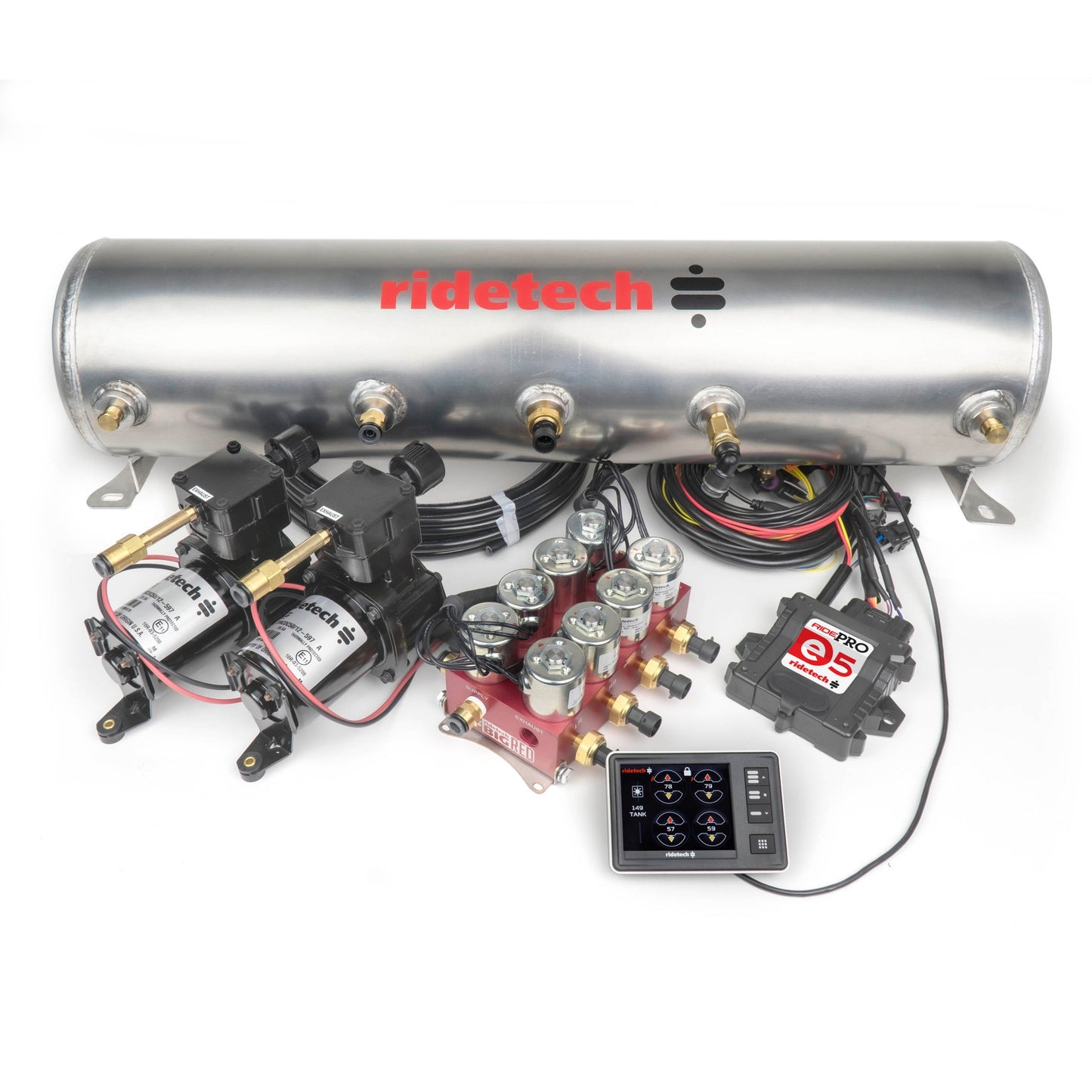 Ridetech 30534700 BigRed RidePro E5 air suspension control system with 5 gallon tank.