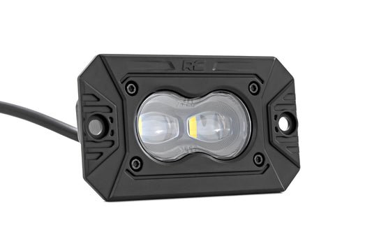 Rough Country 70908 3x1.75 Inch Black Series LED Slim Aux | SAE Fog | Flush Mount | Pair