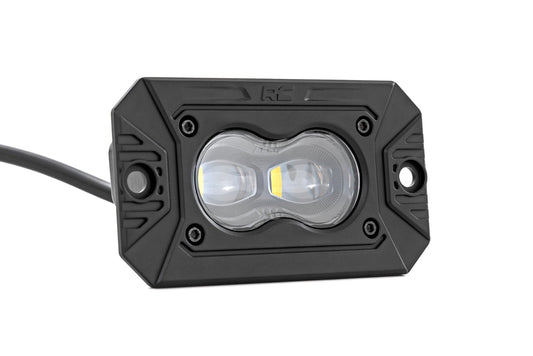 Rough Country 70909 3x1.75 Inch Black Series | Yellow | LED Slim Aux | SAE Fog | Flush Mount | Pair