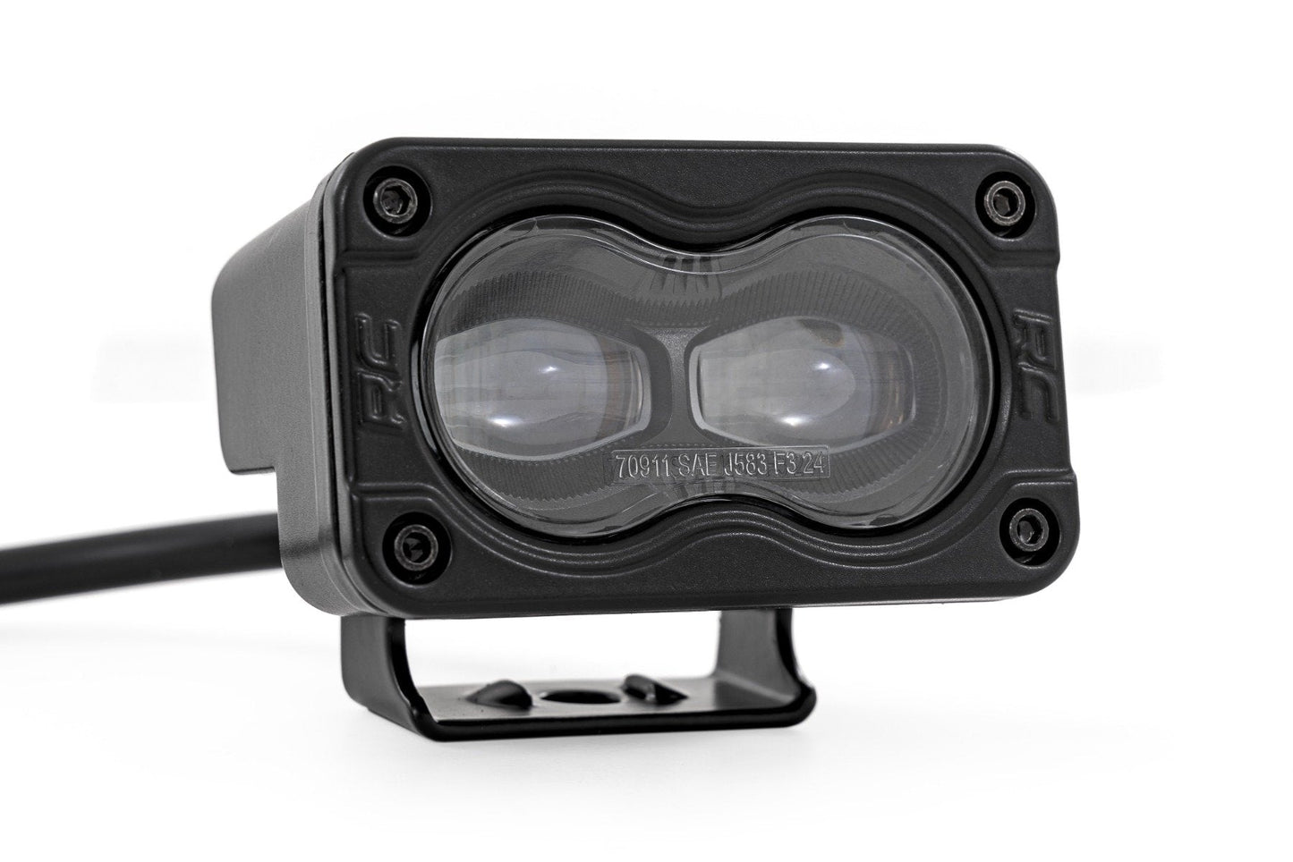 Rough Country 70911 3x1.75 Inch Black Series | Yellow | LED Slim Aux | SAE Fog | Pair