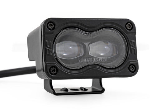 Rough Country 70911 3x1.75 Inch Black Series | Yellow | LED Slim Aux | SAE Fog | Pair