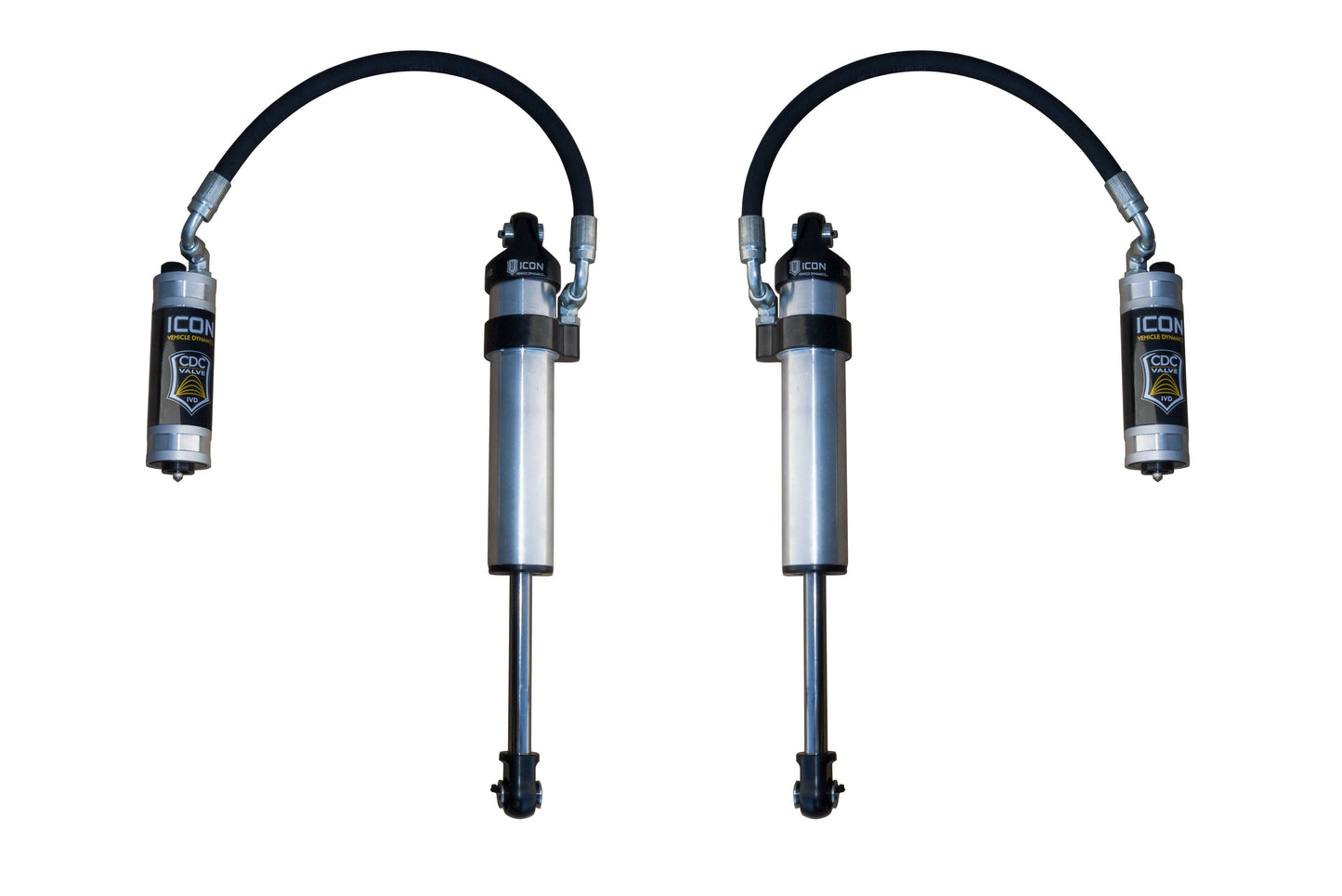 ICON 2003-2024 Toyota 4Runner/2005-2023 Toyota Tacoma/2007-2014 Toyota FJ Cruiser, Front, 2.5 VS Stock Width Remote Reservoir w/ CDCV Secondary Shocks, Pair