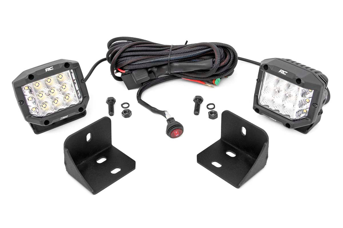 Rough Country 71024 LED Light | Rear Cab Mount | 3" Chrome Pair | Wide Angle | Can-Am Defender HD 5/HD 8/HD 9/HD 10