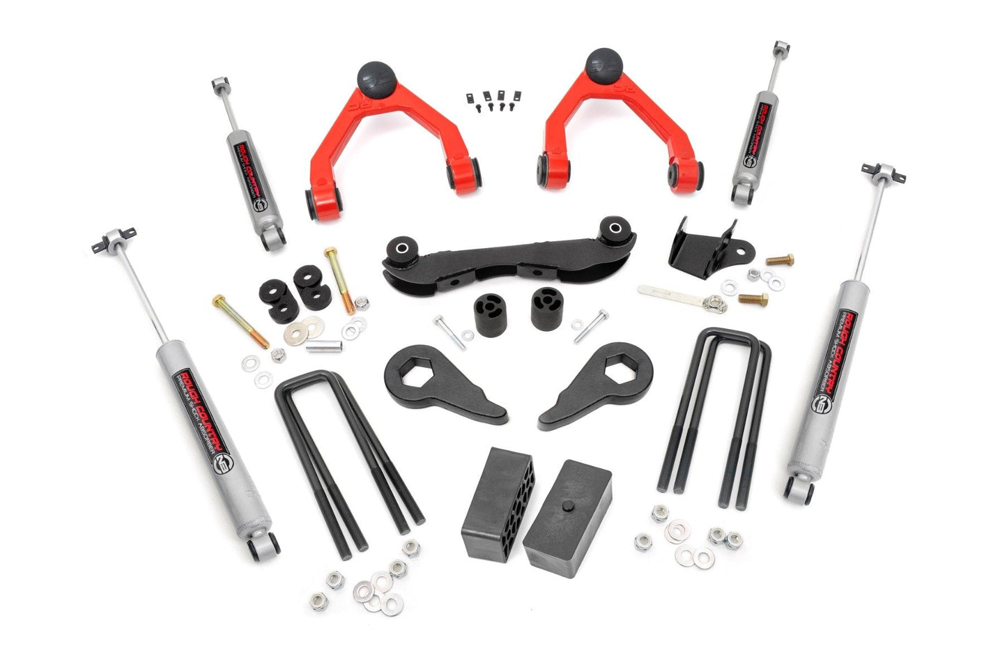 Rough Country 16530RED 2-3 Inch Lift Kit | Rear Blocks | Chevy/GMC 1500 Truck & SUV 4WD (1988-1999)