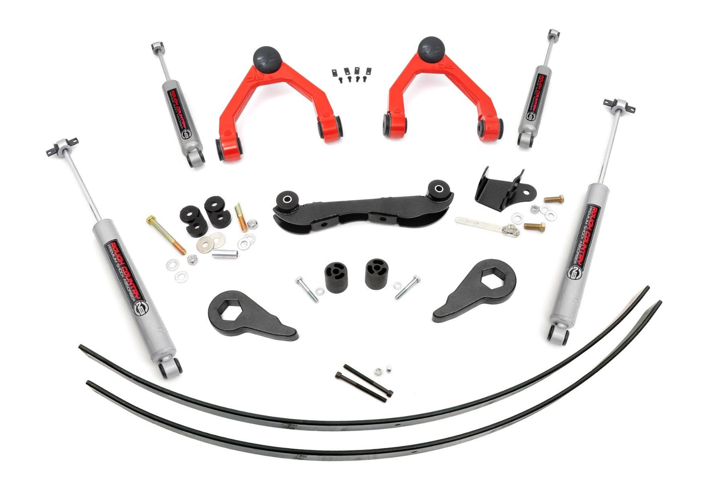 Rough Country 17030RED 2-3 Inch Lift Kit | Rear AAL | Chevy/GMC 1500 Truck & SUV 4WD (1988-1999)