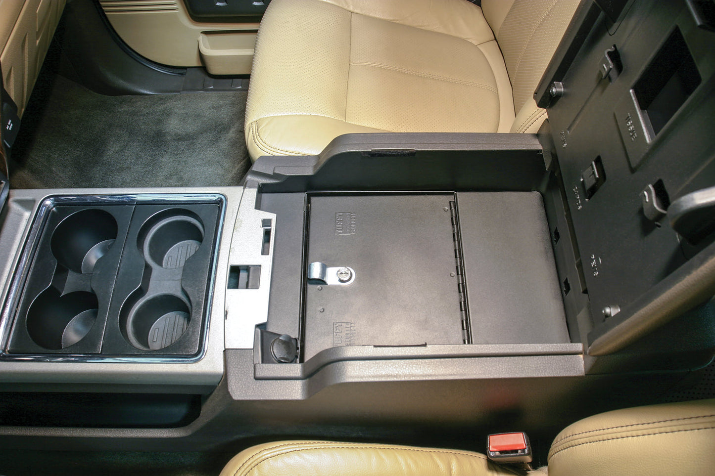 Console Safe - '11-16 F-250/350/450/550 Super Duty; w/ Flow-Thru Console (Black; Standard Key)
