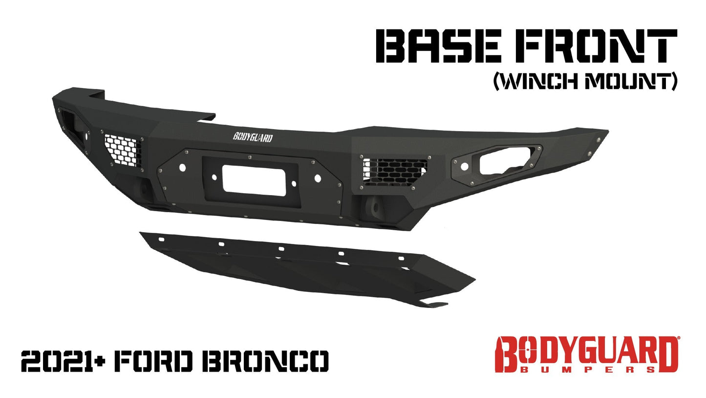 Bodyguard Bumpers Freedom Series Base (Winch Mount) - Bare Metal Front Bumper - LAF21MYBNN