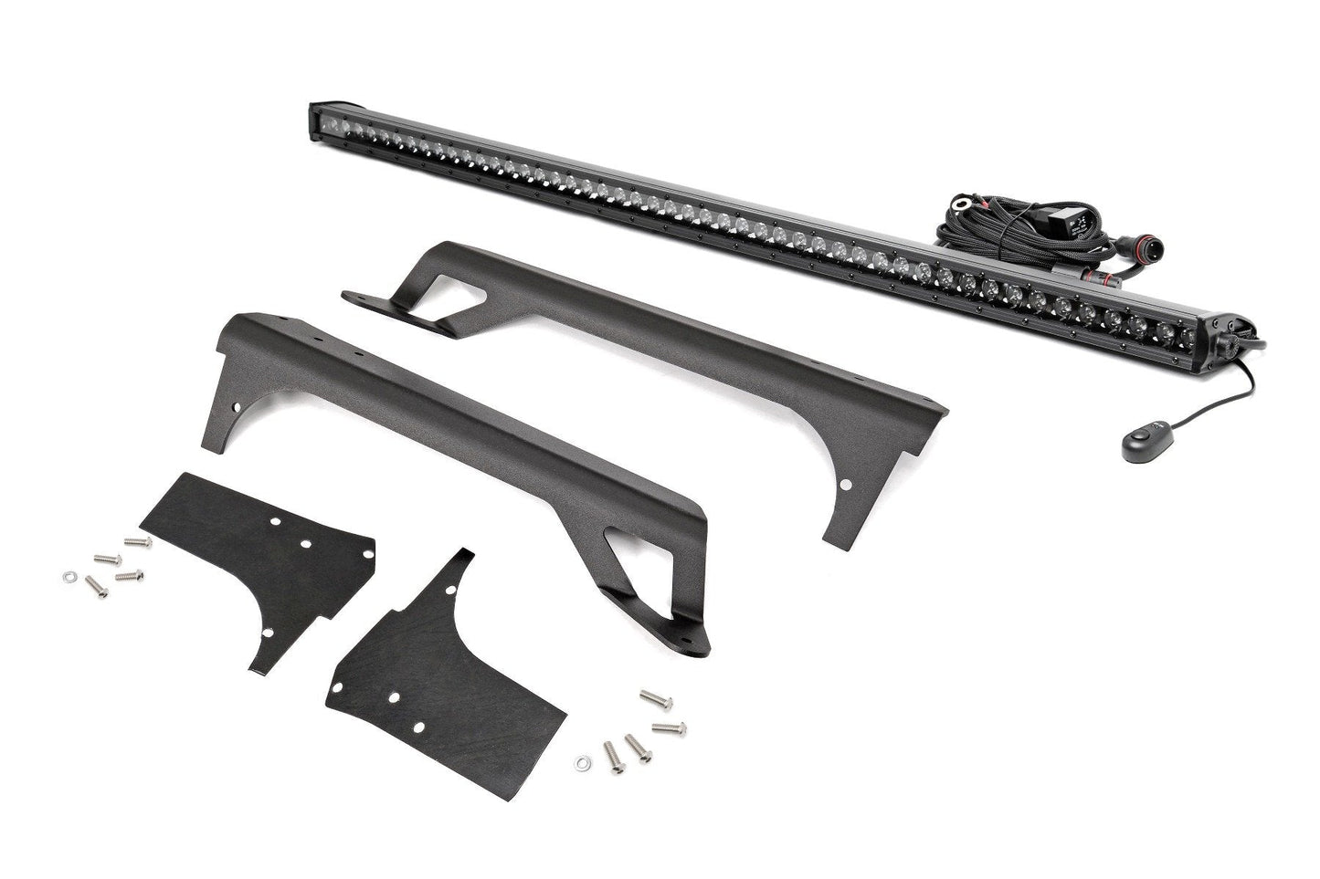 Rough Country 70588BL LED Light Kit | Windshield Mount | 50" Black Single Row | Jeep Wrangler TJ (97-06)