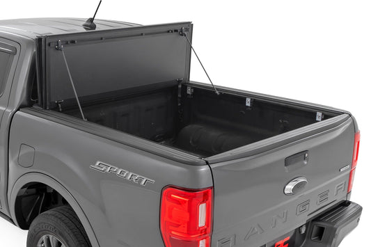 Rough Country 49220500 Hard Tri-Fold Flip Up Bed Cover | 5' Bed | Ford Ranger 2WD/4WD (2019-2023)