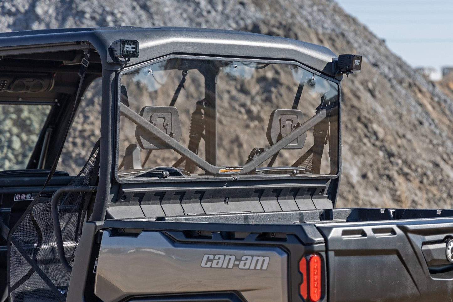 Rough Country 98162032A Rear Cab Panel | Scratch Resistant | Can-Am Defender HD 8/HD 9/HD 10
