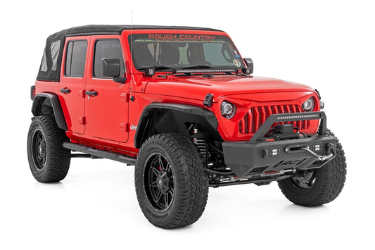 Rough Country 21016 Oval Nerf Steps | 4 Door | Black | Jeep Wrangler Unlimited 4WD (2018-2025)