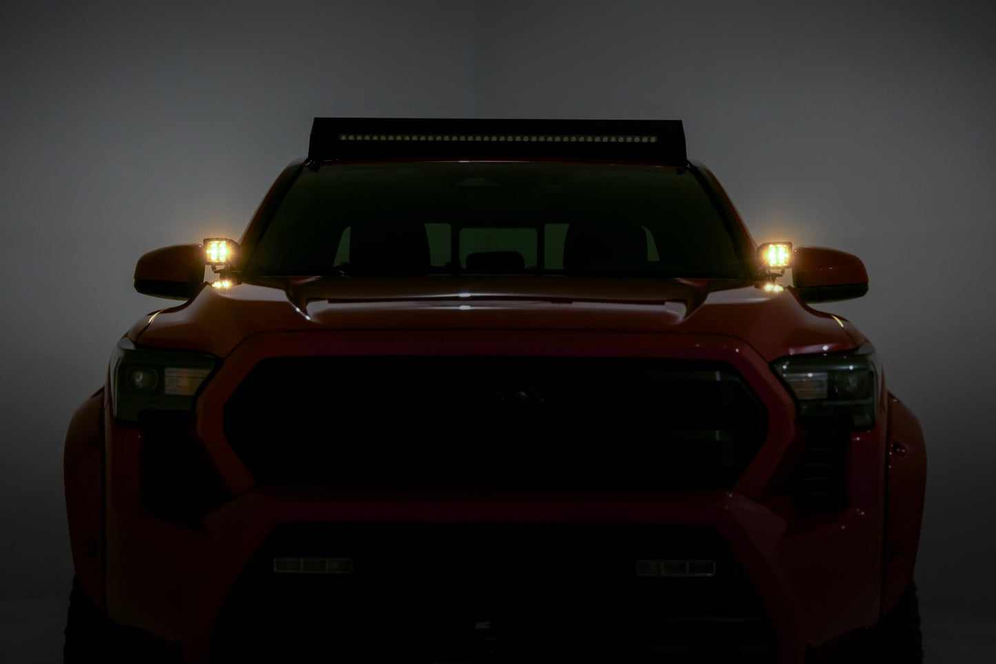 Rough Country 72106 LED Light Kit | Ditch Mount | Black Series Round | 3.5 Inch | Amber DRL | Toyota Tacoma (24-25)