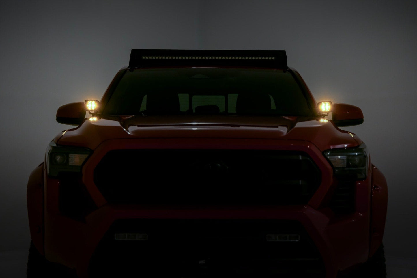 Rough Country 72104 LED Light Kit | Ditch Mount | 2" Black Pair | Amber DRL | Toyota Tacoma (24-25)