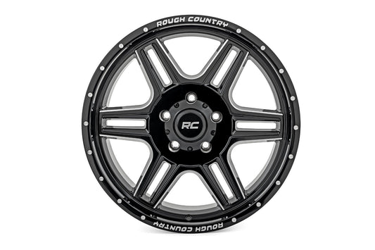 Rough Country 92200914 Rough Country 92 Series Wheel | Machined One-Piece | Gloss Black | 20x9 | 5x5.5 | +0mm