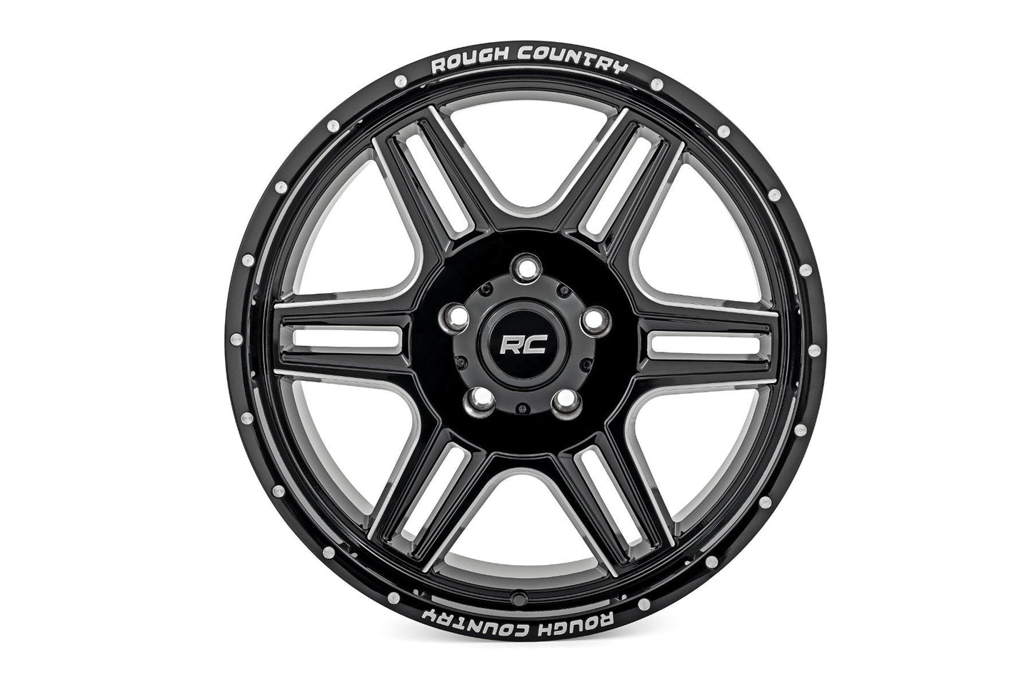 Rough Country 92200912 Rough Country 92 Series Wheel | Machined One-Piece | Gloss Black | 20x9 | 6x5.5 | +0mm