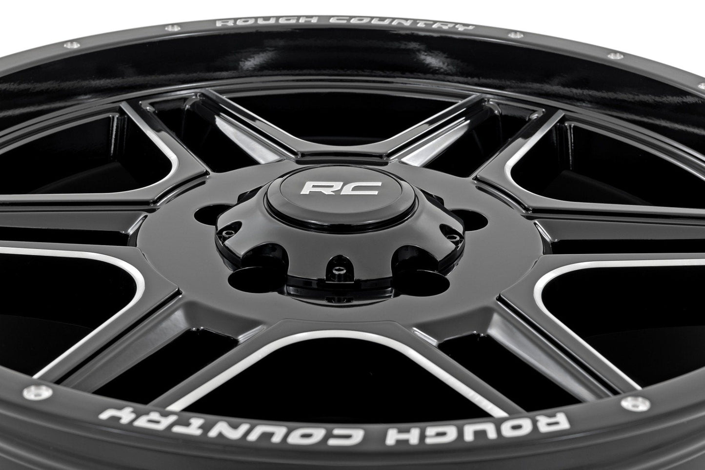 Rough Country 92200914 Rough Country 92 Series Wheel | Machined One-Piece | Gloss Black | 20x9 | 5x5.5 | +0mm