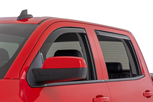 Rough Country 811419 Side Window Deflectors | In Channel Rain Guard | Chevy/GMC 1500/2500HD/3500HD 2WD/4WD
