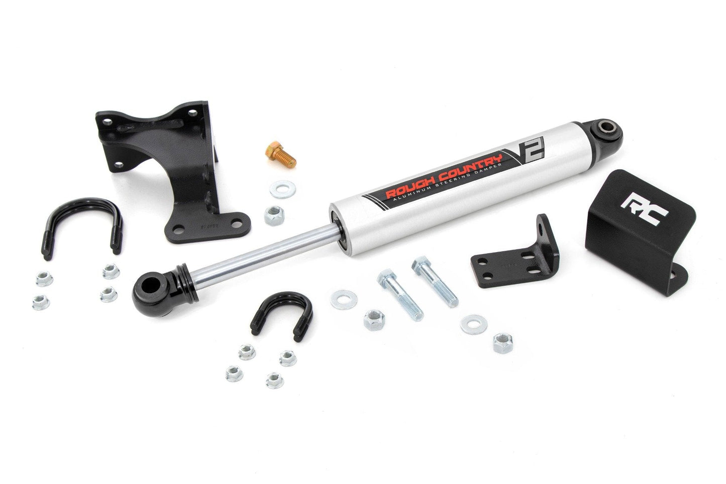 Rough Country 8731970 V2 Steering Stabilizer | Axle Bracket | 2-8 Inch Lift | Jeep Wrangler JK/Wrangler Unlimited (07-18)