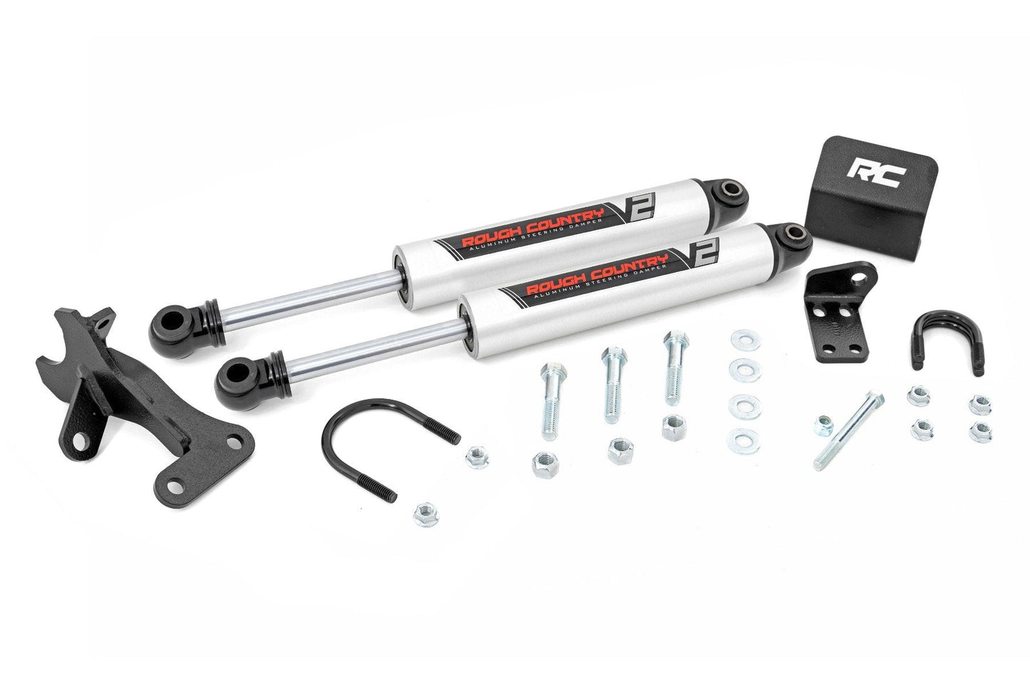 Rough Country 8749670 V2 Steering Stabilizer | Dual | 4 Inch Lift | Jeep Grand Cherokee WJ (99-04)