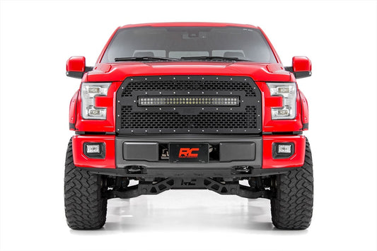 Rough Country 70193 Mesh Grille | 30" Dual Row LED | Black | Ford F-150 2WD/4WD (2015-2017)