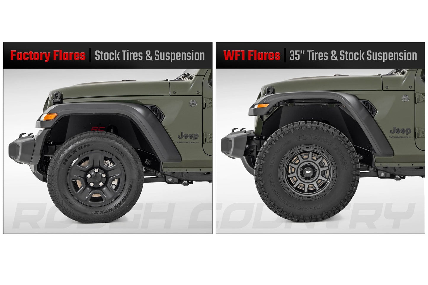 Rough Country A-J02022 WF1 Fender Flares | Jeep Gladiator JT 4WD (2020-2025)