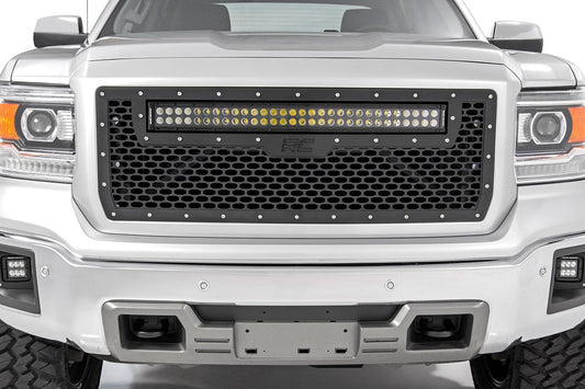 Rough Country 70190 Mesh Grille | 30" Dual Row LED | Black | GMC Sierra 1500 2WD/4WD (2014-2015)