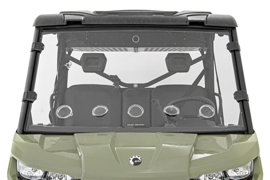 Rough Country 98262030 Vented Full Windshield | Scratch Resistant | Can-Am Defender HD 5/HD 8/HD 9/HD 10