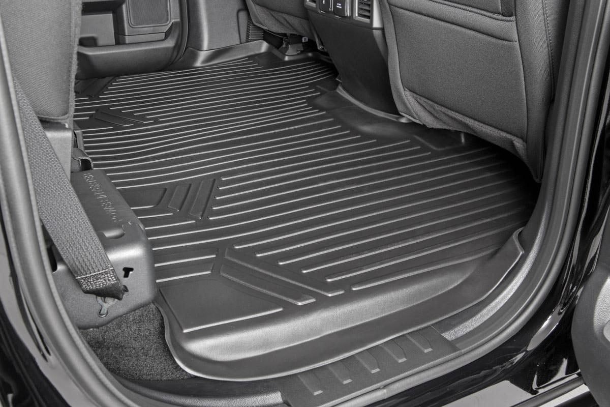 Rough Country M-51153 Floor Mats | FR & RR | Over Hump | Ford F-150 (15-25)/F-150 Lightning (22-25)/Raptor (17-25)