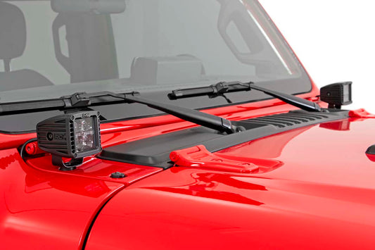 Rough Country 70062 LED Light Kit | Cowl Mount | 2" Black Pair | Jeep Gladiator JT/Wrangler JL (18-25)