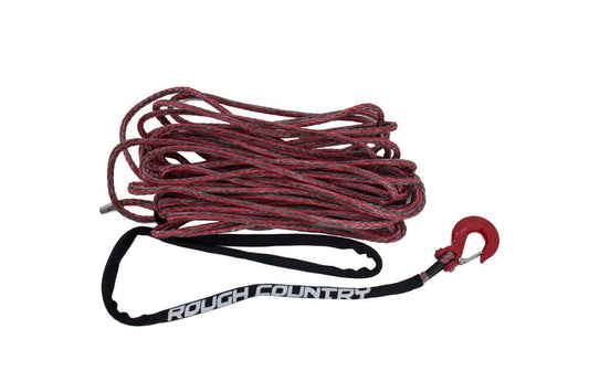 Rough Country RS116 Synthetic Rope | 3/8 Inch | 85 Ft | Red/Gray