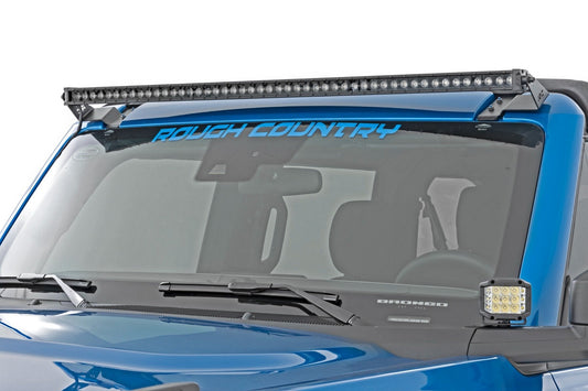 Rough Country 71043 LED Light Kit | Upper Windshield | 50" Black Single Row | Ford Bronco (21-25)