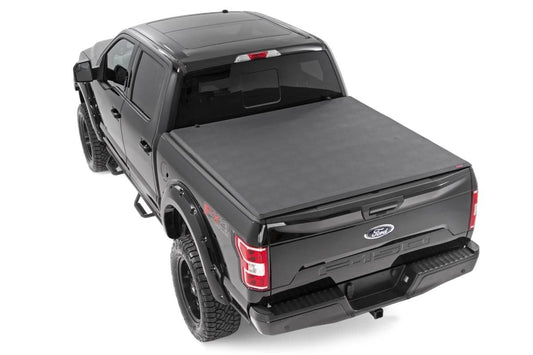 Rough Country 41521550A Soft Tri-Fold Bed Cover | 5'7" Bed | Ford F-150 (21-25)/F-150 Lightning (22-25)