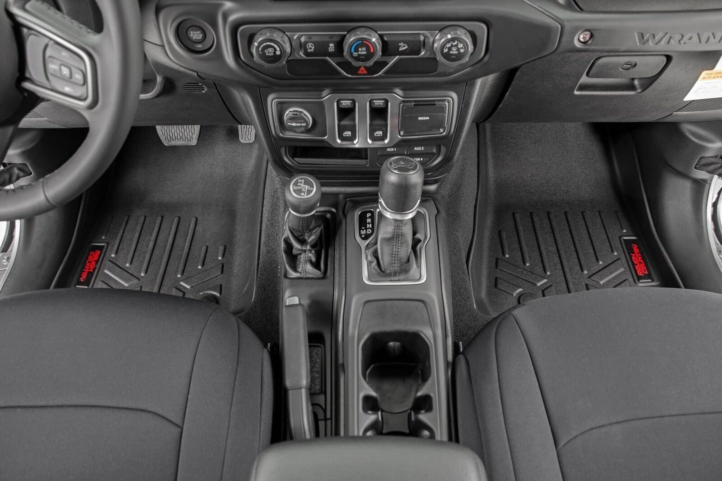 Rough Country M-6150 Floor Mats | FR | 2 Door | Jeep Gladiator JT (20-24)/Wrangler JL (18-24)/Wrangler Unlimited (18-24)