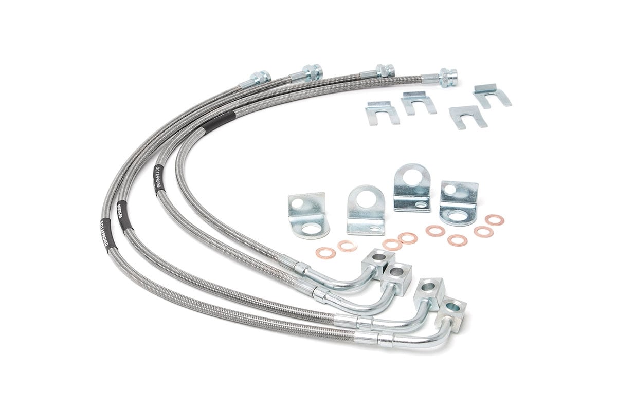 Rough Country 89716 Brake Lines | Stainless | FR & RR | 4-6 Inch Lift | Jeep Wrangler JK/Wrangler Unlimited (07-18)