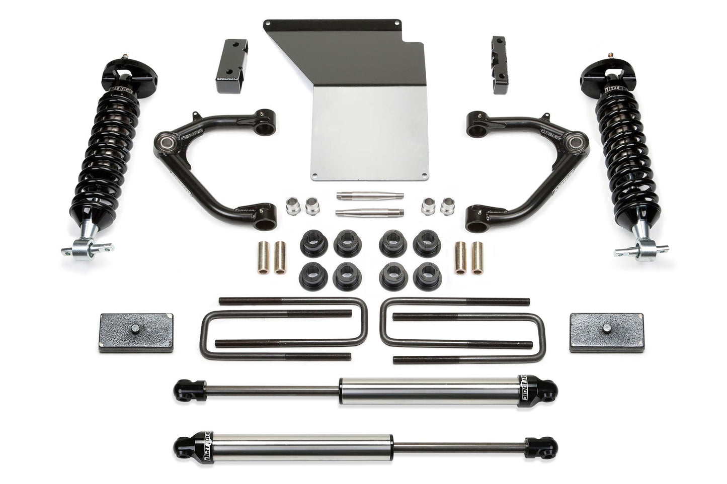 Fabtech 3" UNIBALL UCA SYS W/ DL 2.5 2.25 14-18 GM C/K1500 P/U W/ OE ALM OR STMP STL UCA