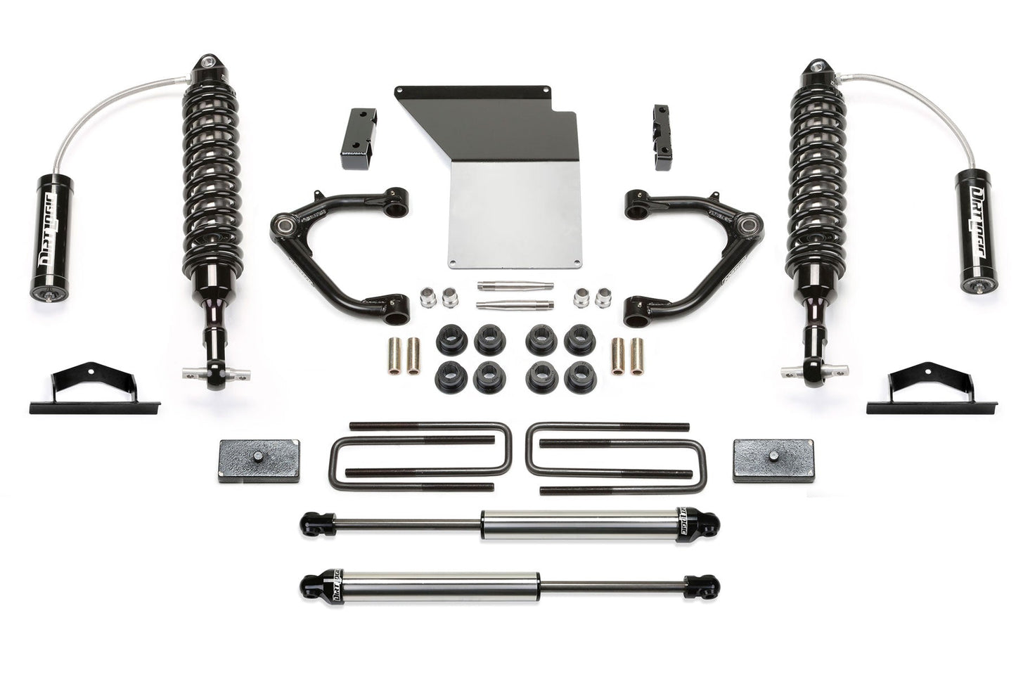 Fabtech 3" UNIBALL UCA SYS W/ DL 2.5 2.25 14-18 GM C/K1500 P/U W/ OE ALM OR STMP STL UCA