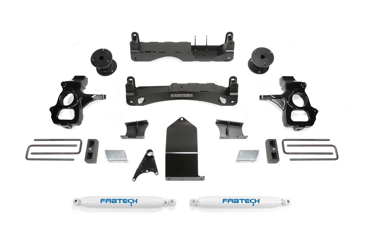 Fabtech 4" BASIC SYS W/ PERF SHKS 14-18 GM C/K1500 P/U W/ OE ALM OR STMP STL UCA