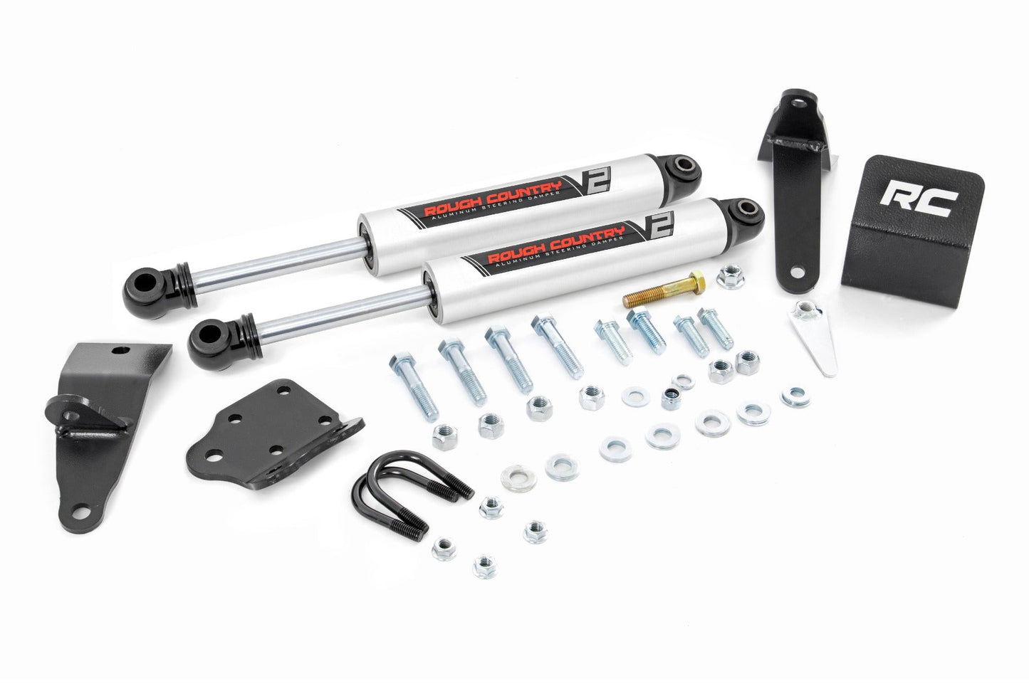 Rough Country 8749570 V2 Steering Stabilizer | Dual | 2-8 Inch Lift | Ram 2500 (10-13)/3500 (10-12)