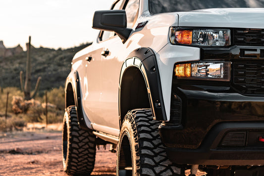 Rough Country A-C12211-GAN Fender Flares | Defender | GAN Silver Ice Metallic | Chevy Silverado 1500 (19-26)