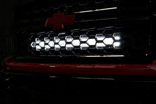 Rough Country 70624 LED Light Kit | Behind Grille Mount | 30" Black Dual Row | White DRL | Chevy Silverado 1500 (14-15)