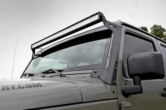 Rough Country 70504BLDRL LED Light | Windshield Mnt | 50" Black Dual Row | White DRL | Jeep Wrangler JK (07-18)