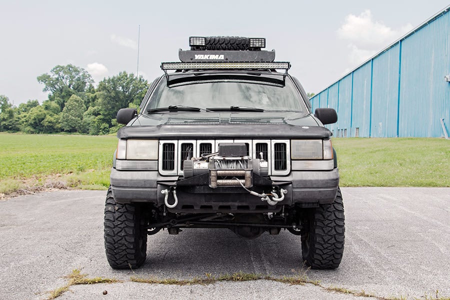 Rough Country 70567 LED Light Mount | Upper Windshield | 50" Curved | Jeep Grand Cherokee ZJ (93-98)