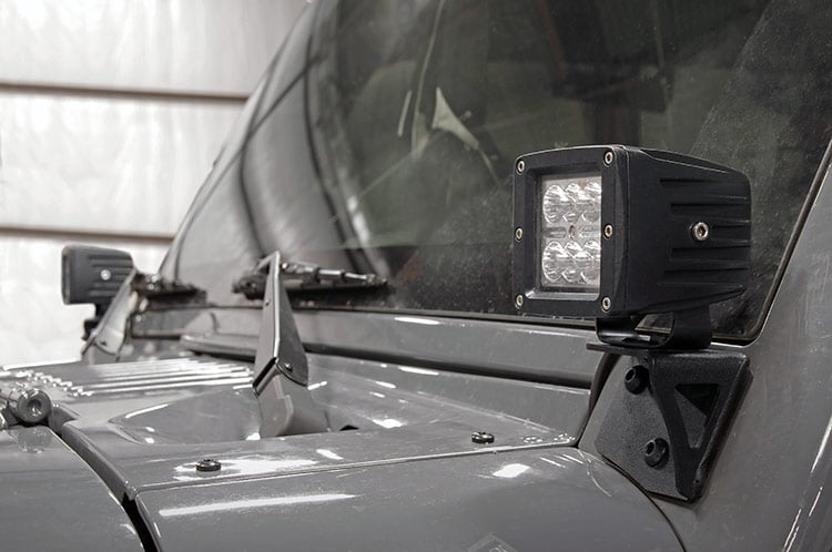 Rough Country 70044 LED Light Mount | Lower Windshield | Pod | Jeep Wrangler JK/Wrangler Unlimited (07-18)